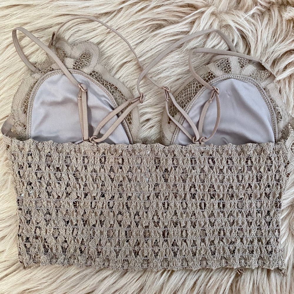 LACE BRALETTE WITH BRA PADS CROCHET: ASH MOCHA M - Picture 4 of 7